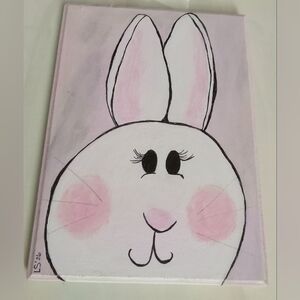 Charming Pink and White Bunny Art